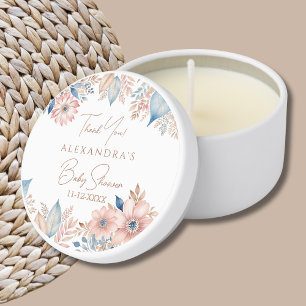 Pink Blue Floral Boho Chic Baby Shower Thank You Mini Candle Favors
