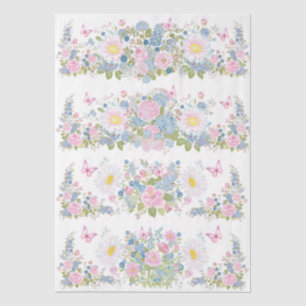Pink & Blue Floral & Butterfly Decoupage Paper