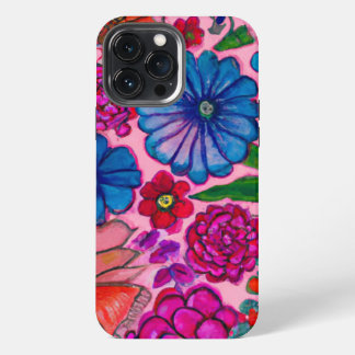 Pink & Blue Floral Design iPhone 13 Pro Max Case