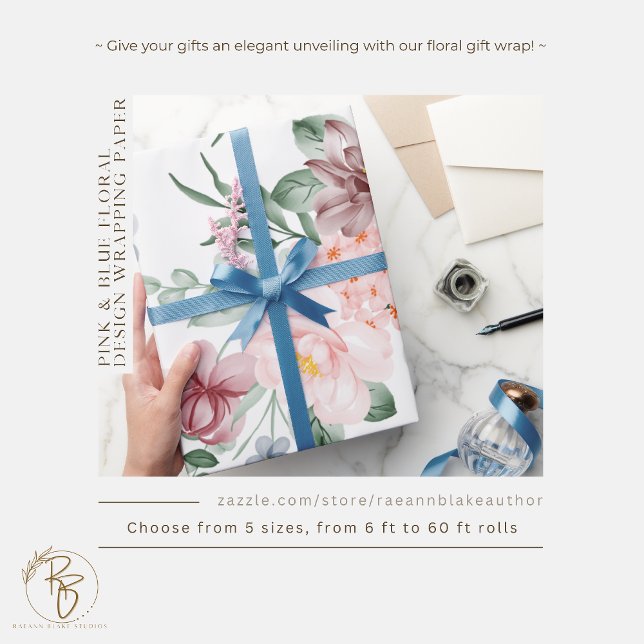 Pink & Blue Floral Design Wrapping Paper (Creator Uploaded)
