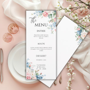 Pink & Blue Floral Elegant Wedding Menu