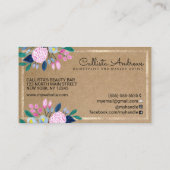 Pink Blue Floral Gold Watercolor Kraft Paper Business Card (Back)