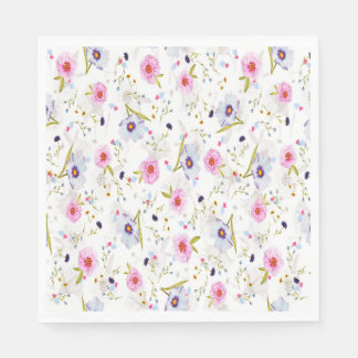 Pink, Blue Floral Pattern Napkins