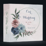 Pink blue flowers greenery wedding photo album  3 ring binder<br><div class="desc">Beautiful botanical wedding photo album binder,  featuring pink,  dusty blue and navy blue flowers with green leaves.
FOR MORE MATCHING PRODUCT click on the collection above or contact me.</div>