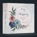 Pink blue flowers greenery wedding photo album  3 ring binder<br><div class="desc">Beautiful botanical wedding photo album binder,  featuring pink,  dusty blue and navy blue flowers with green leaves.
FOR MORE MATCHING PRODUCT click on the collection above or contact me.</div>