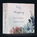 Pink blue flowers greenery wedding photo album 3 ring binder<br><div class="desc">Beautiful botanical wedding photo album binder,  featuring pink,  dusty blue and navy blue flowers with green leaves.
FOR MORE MATCHING PRODUCT click on the collection above or contact me.</div>
