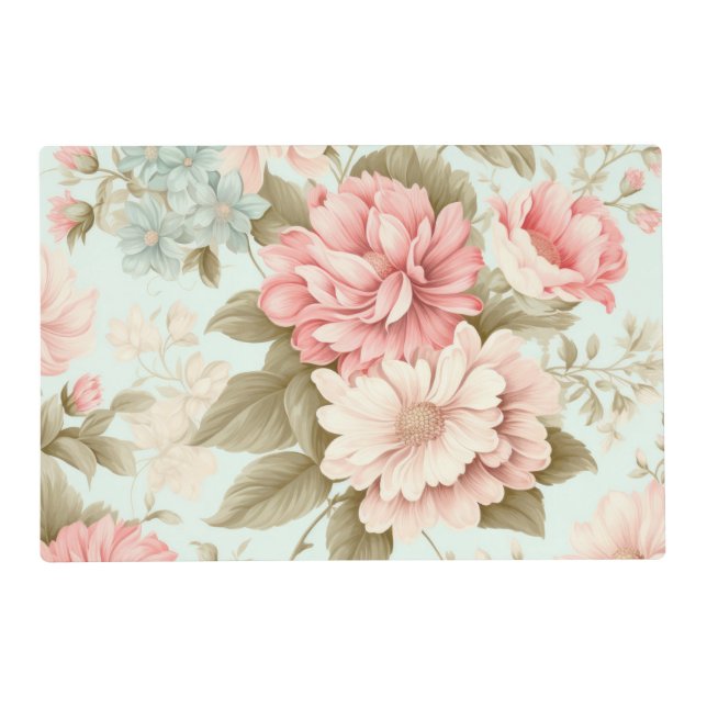 Pink Blue Flowers Placemat (Front)