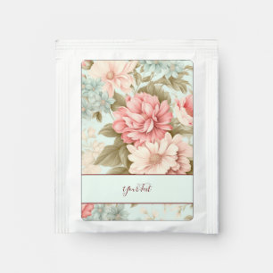 Pink Blue Flowers Tea Bag Drink Mix