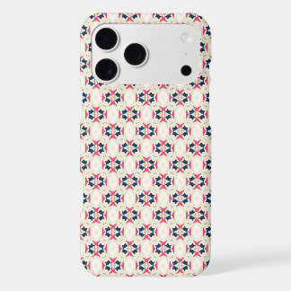 Pink Blue Folk Geometric Tile Pattern iPhone 17 Pro Max Case