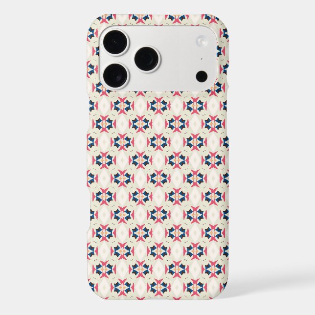 Pink Blue Folk Geometric Tile Pattern Iphone Case (Back)