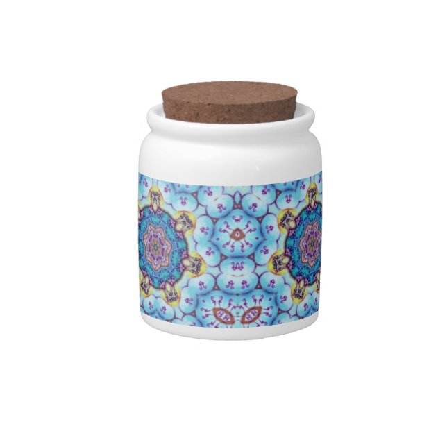 PINK BLUE FRACTAL CIRCLES CANDY JAR (Front)