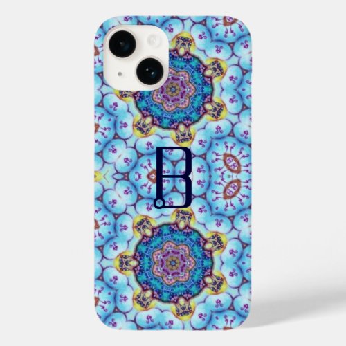 PINK BLUE FRACTAL CIRCLES MONOGRAM Case_Mate iPhone 14 CASE