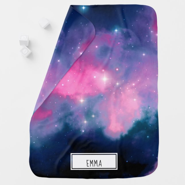 Pink & Blue Galaxy Nebula & Stars Abstract Baby Blanket (In Situ)