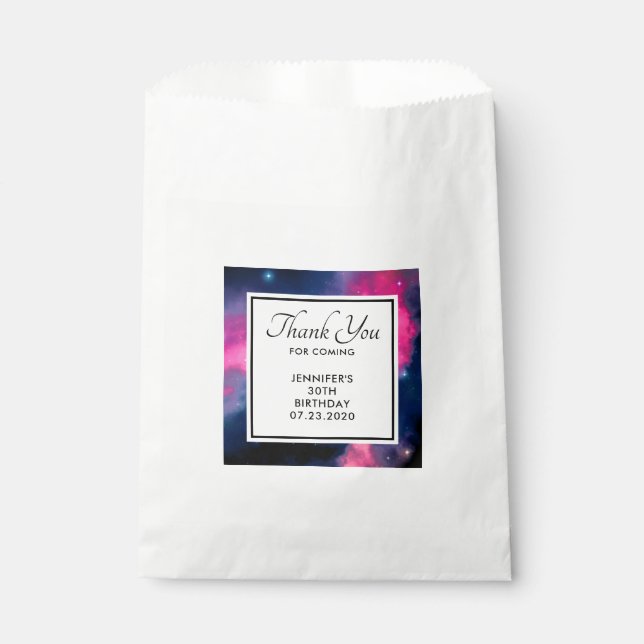 Pink & Blue Galaxy Nebula & Stars Abstract Favor Bag (Front)