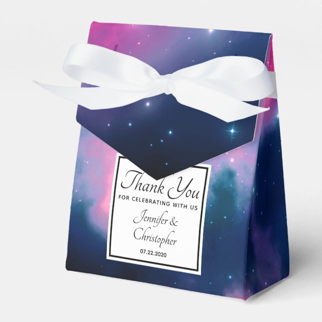 Pink & Blue Galaxy Nebula & Stars Abstract Favor Boxes (Front Side)