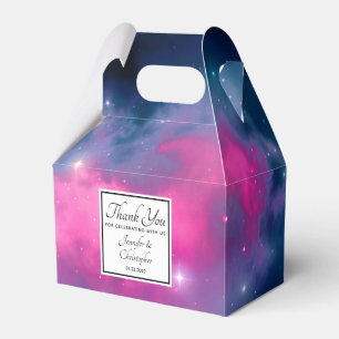 Pink & Blue Galaxy Nebula & Stars Abstract Favor Boxes