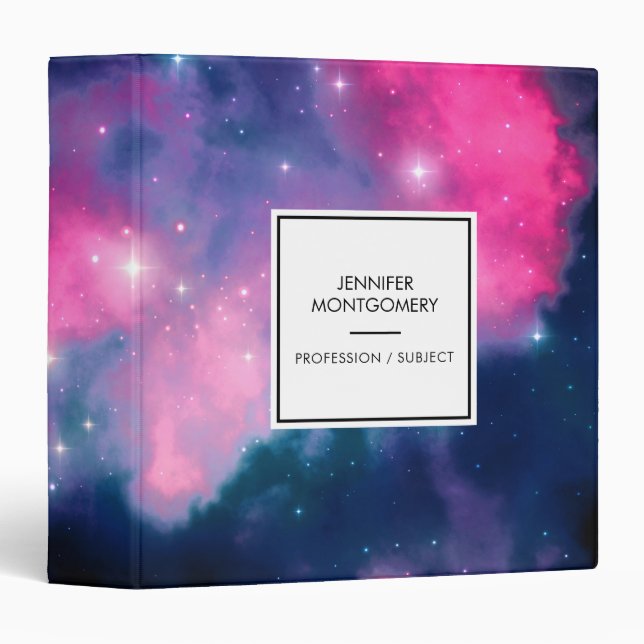 Pink & Blue Galaxy & Stars Abstract 3 Ring Binder (Front/Spine)