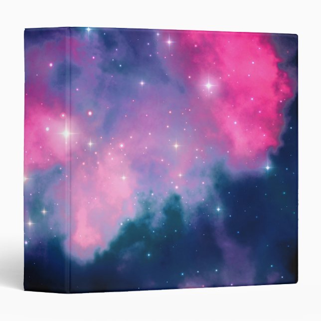 Pink & Blue Galaxy & Stars Abstract 3 Ring Binder (Front/Spine)