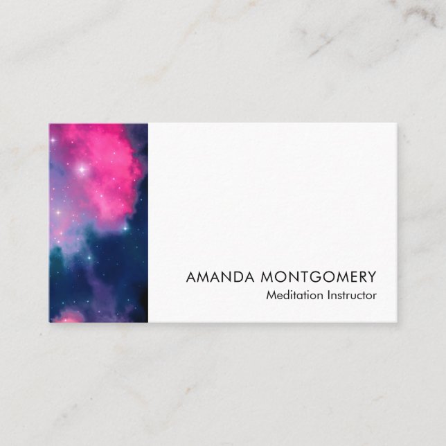 Pink & Blue Galaxy & Stars Abstract Business Card (Front)