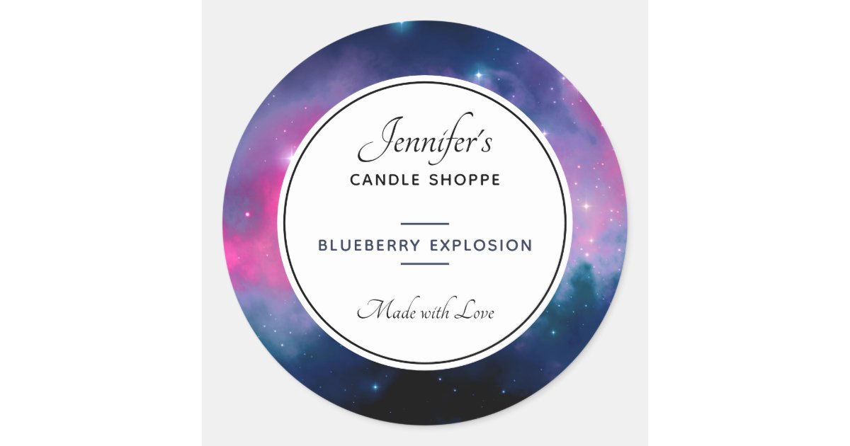 Pink Blue Galaxy Stars Abstract Candle Scent Classic Round