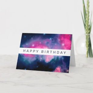 Pink & Blue Galaxy & Stars Abstract Card