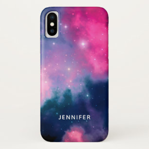 Pink & Blue Galaxy & Stars Abstract iPhone X Case