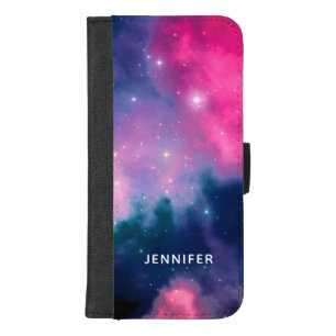 Pink & Blue Galaxy & Stars Abstract iPhone 8/7 Plus Wallet Case