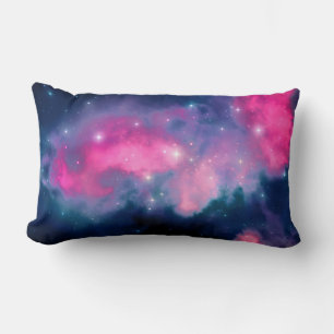 Pink & Blue Galaxy & Stars Abstract Lumbar Pillow