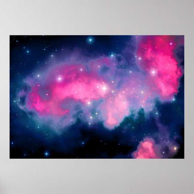 Pink & Blue Galaxy & Stars Abstract Poster (Front)