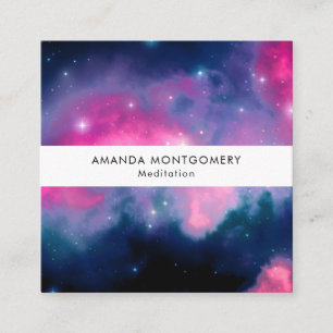 Pink & Blue Galaxy & Stars Abstract Square Business Card