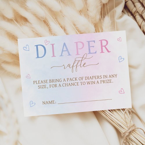 Pink Blue Gender Reveal Baby Shower Diaper Raffle Enclosure Card