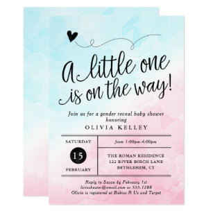 Pink Blue Gender Reveal Baby Shower Invitation