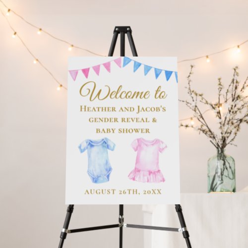 Pink Blue Gender Reveal Baby Shower Welcome Foam Board