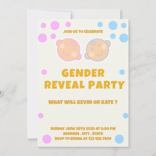 Pink  Blue Gender Reveal Gender Invitation 