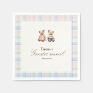 Pink Blue Gender reveal Teddy Bear Baby Shower  Napkins