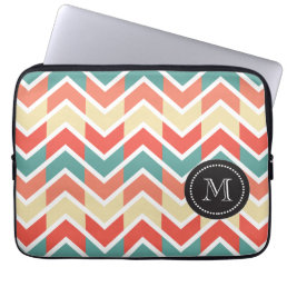 Pink Blue Geometric Design Abstract Zigzag Pattern Laptop Sleeve