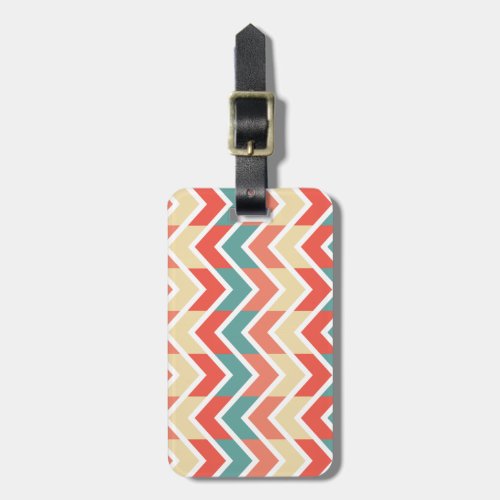 Pink Blue Geometric Design Abstract Zigzag Pattern Luggage Tag