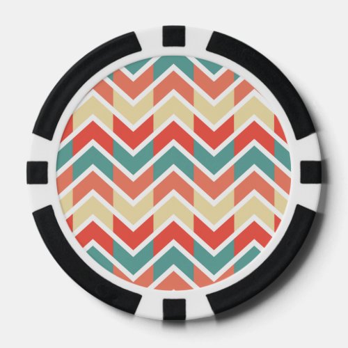 Pink Blue Geometric Design Abstract Zigzag Pattern Poker Chips