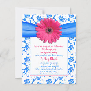 Pink Blue Gerbera Daisy Bridal Shower Invitation