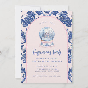 Pink & Blue Gingerbread House Decorating Party Invitation