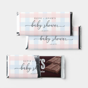 Pink Blue Gingham Baby Shower Hershey Bar Favors