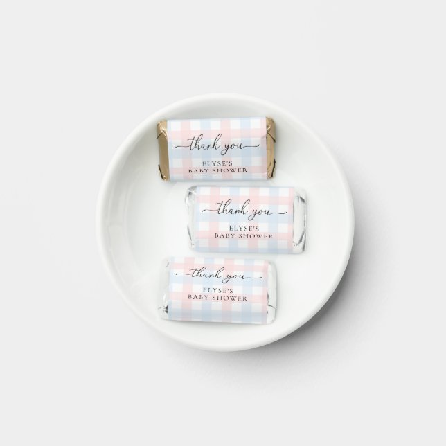 Pink Blue Gingham Baby Shower Hershey's Miniatures (Plate)