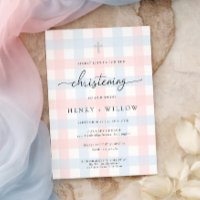 Pink Blue Gingham Christening