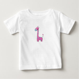 Pink Blue Giraffe Quirky Digital Art Baby T-Shirt