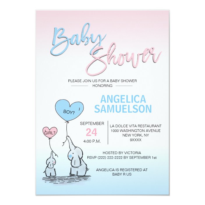 pink and blue baby shower invitations
