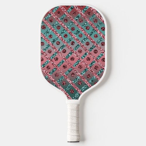 Pink Blue Glam Glitter Girly Pickleball Paddle