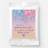 Pink Blue Glitter Drips Favor Gift Gender Reveal