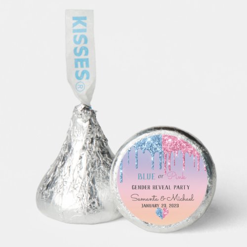 Pink Blue Glitter Drips Sparkle Glam Gender Reveal Hersheys Kisses