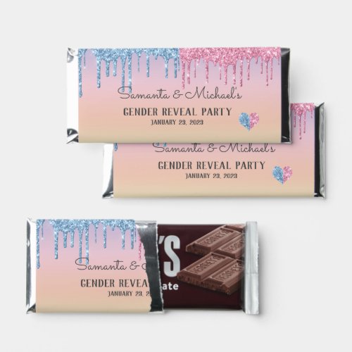 Pink Blue Glitter Gender Reveal party  Hershey Bar Favors