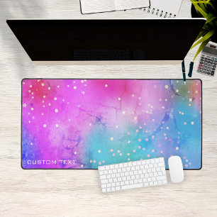 Pink Blue Glitter Girly Custom Extended Desk Mat